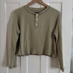 Everlane Sage Waffle Cropped Henley